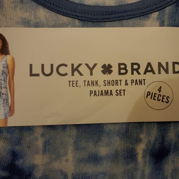 Lucky Brand Womens Pajamas Set 4 Piece Blue White - Picture 6 of 7